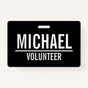 Black Volunteer Abzeichen mit Individuelle Name Ausweis