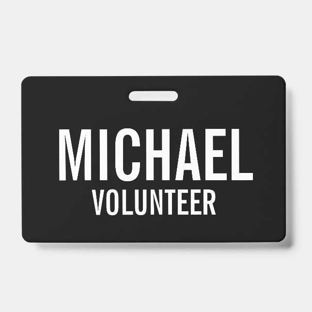 Black Volunteer Abzeichen mit Individuelle Name Ausweis (Vorderseite)