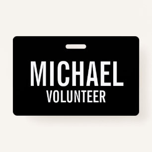 Black Volunteer Abzeichen mit Individuelle Name Ausweis