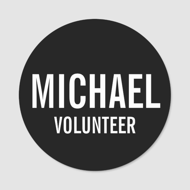 Black Volunteer Abzeichen mit Individuelle Name Namensschild (Vorderseite)
