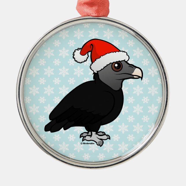 Black Vulture Santa Silbernes Ornament (Vorne)