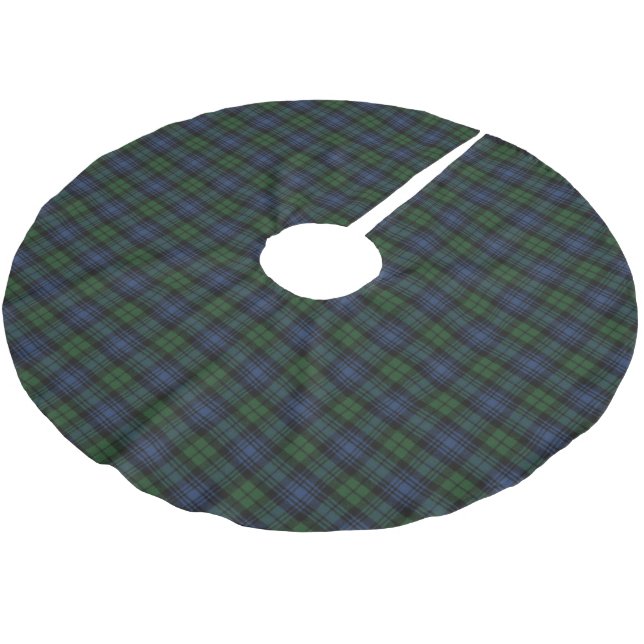 Black Watch Ancient Scottish Tartan Polyester Weihnachtsbaumdecke (Schrägansicht)
