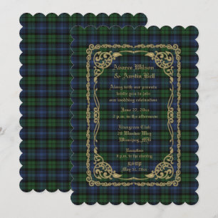 Black Watch  Ancient Tartan mit goldenem Rahmen Einladung
