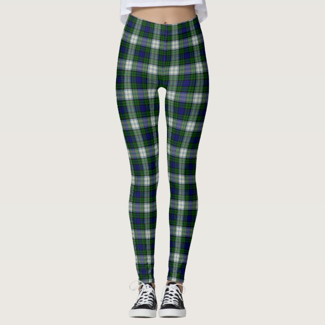 Black Watch Dress Modern Tartan Kariertes Muster Leggings (Vorderseite)