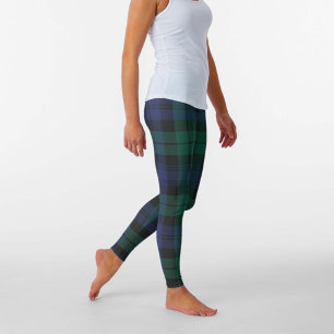 Black Watch Kariert Green Blue Scottish Tartan Leggings