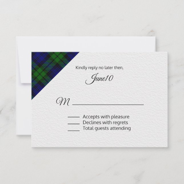 Black Watch Plaid Wedding RSVP (Devant)
