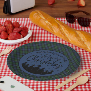 Black Watch schottisches Clan-Tartan Frohe Weihnac Pappteller