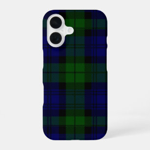 Black Watch Tartan Blau Grün Kariert iPhone 16 Hülle