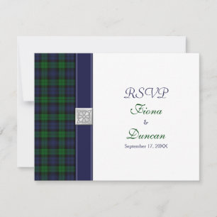 Black Watch Tartan Celtic Antwortkarte RSVP Karte