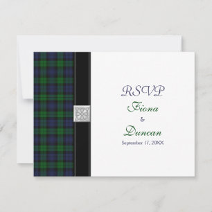 Black Watch Tartan Celtic Antwortkarte RSVP Karte