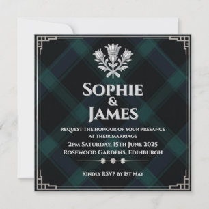 Black Watch Tartan Hochzeits-Einladung Schottisc Einladung