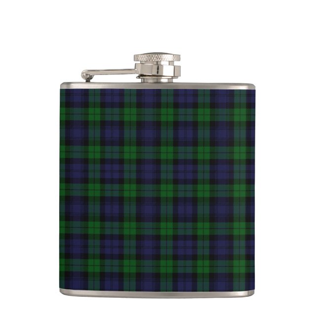 Black Watch Tartan Kariertes schottisches Karierte Flachmann (Vorderseite)