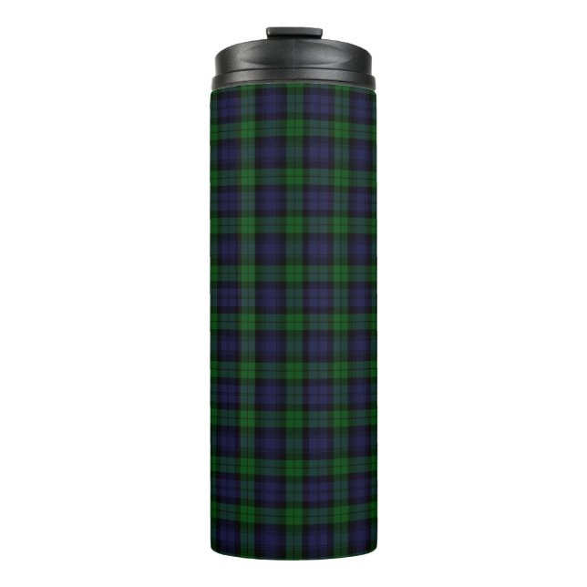 Black Watch Tartan Kariertes schottisches Karierte Thermosbecher (Vorderseite)
