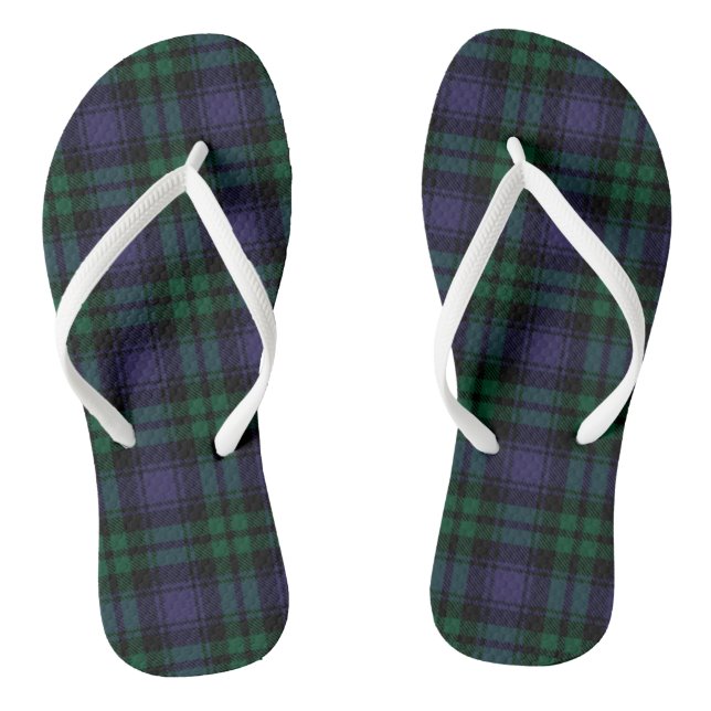 Black Watch Tartan, Plaid Flip Flops (Fußbett)