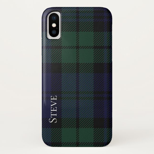 Black Watch Tartan Plaid iPhone X Coque (Dos)