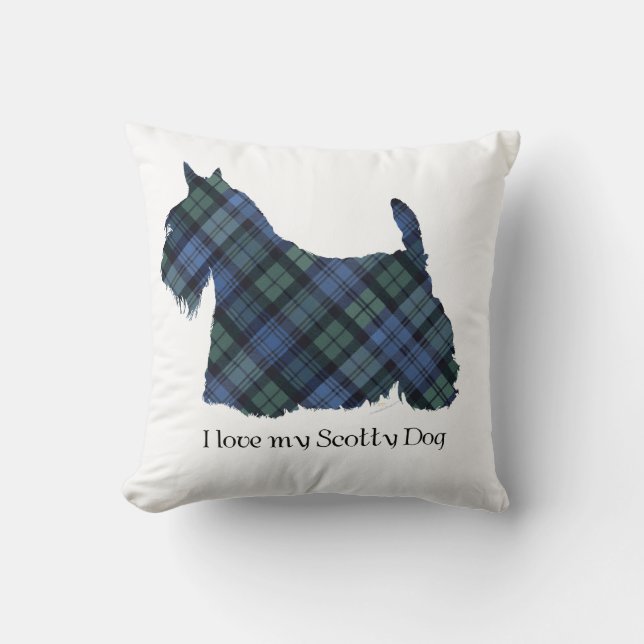 Black Watch Tartan Scottish Terrier Kissen (Vorderseite)