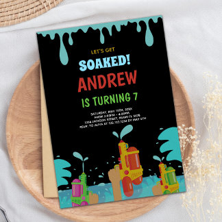 Black Water Gun zum Geburtstag Einladungen