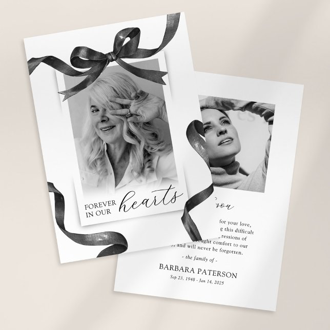 Black Watercolor Bow Funeral Thank You Dankeskarte (Von Creator hochgeladen)