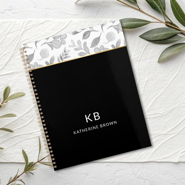 Black Watercolor Floral Pattern Stylish 2026 Planer (Von Creator hochgeladen)