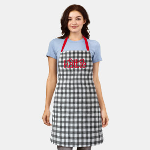 Black Watercolor Gingham Personalisierte Schürze