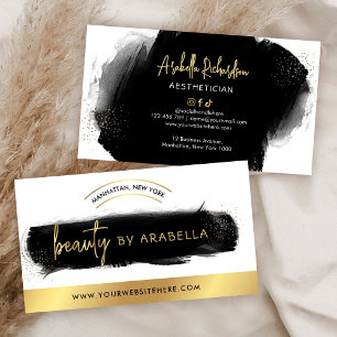 Black Watercolor & Gold Makeup Lashes Schönheitssa Visitenkarte