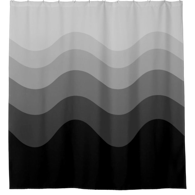 Black Wavey Stripe rideau de douche moderne (Devant)