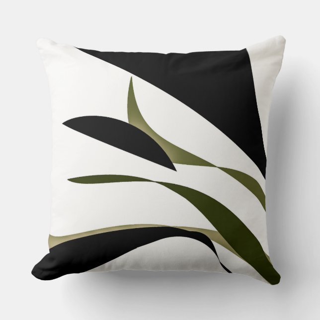 Black Wavy Army Green Kissen (Vorderseite)
