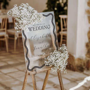 Black Wavy Frame Mariage Bienvenue