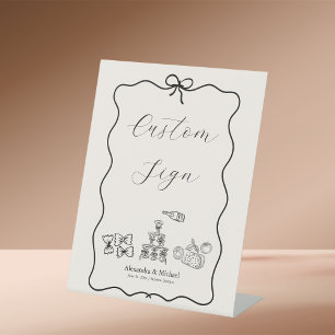 Black Wavy Whimsical Italian Doodle Wedding Sockelschild