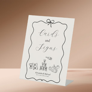 Black Wavy Whimsical Italian Doodle Wedding Sockelschild