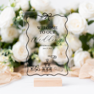 Black Wavy Whimsical Italien Mariage de doodle