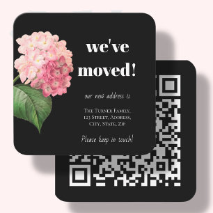 Black We ve Moved Hydrangea Announcement Card Mitteilungskarte
