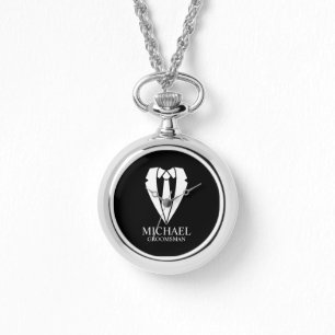 Black Wedding Anzug und Krawatte Personalisierte T Armbanduhr