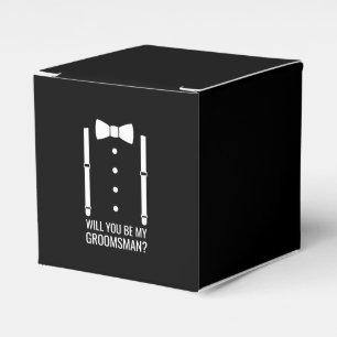 Black Wedding Bow Krawatte Trauzeuge Vorschlag Geschenkschachtel