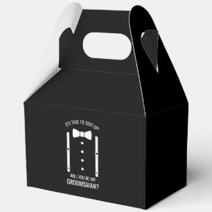 Black Wedding Bow Krawatte Trauzeuge Vorschlag Geschenkschachtel