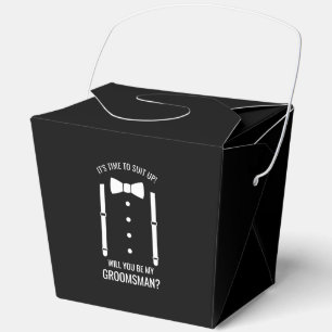 Black Wedding Bow Krawatte Trauzeuge Vorschlag Geschenkschachtel