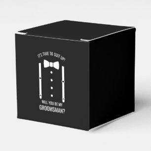Black Wedding Bow Krawatte Trauzeuge Vorschlag Geschenkschachtel