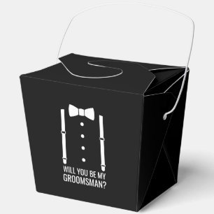Black Wedding Bow Krawatte Trauzeuge Vorschlag Geschenkschachtel