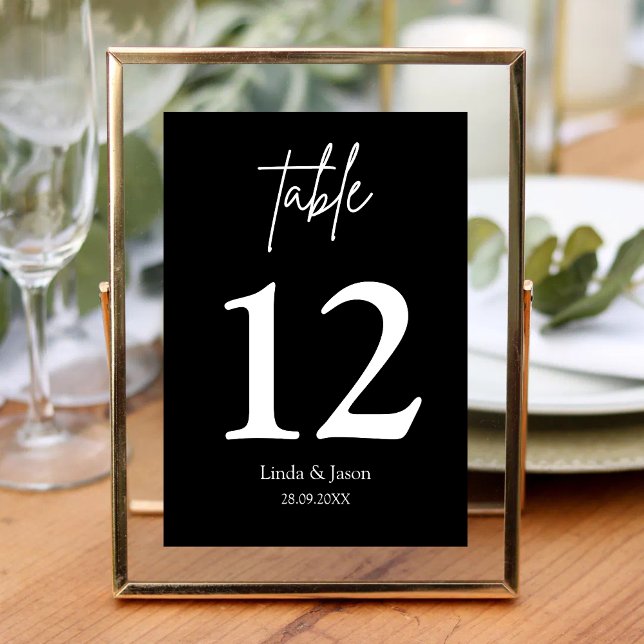Black Wedding Calligraphy Script-Tischnummer Tischnummer (Von Creator hochgeladen)