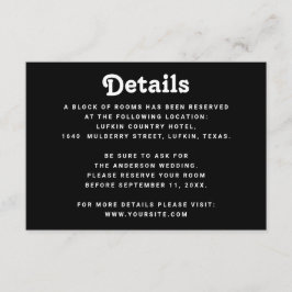 Black Wedding Details | Minimalist Information Begleitkarte