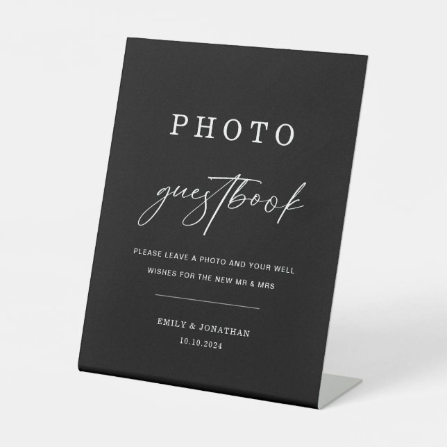 Black Wedding Foto Guestbook Sockelschild (Vorderseite)