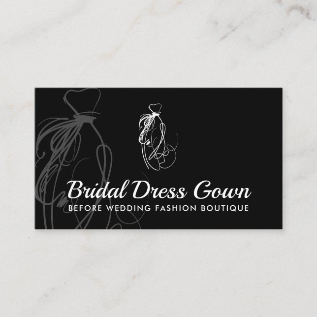 Black Wedding Gown Bridal Dress Visitenkarte (Vorderseite)