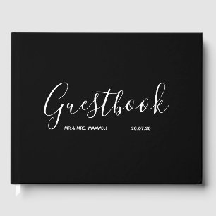 Black Wedding Guestbook   Einfache Minimal Elegant Gästebuch