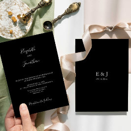 Black Wedding Modern Chic Script Minimalist Simple Einladung