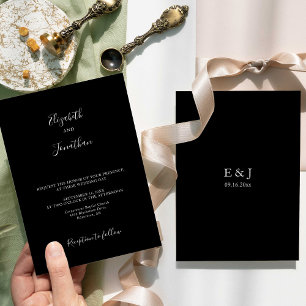Black Wedding Modern Chic Script Minimalist Simple Einladung