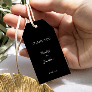 Black Wedding Modern Chic Script Minimalist Simple Geschenkanhänger