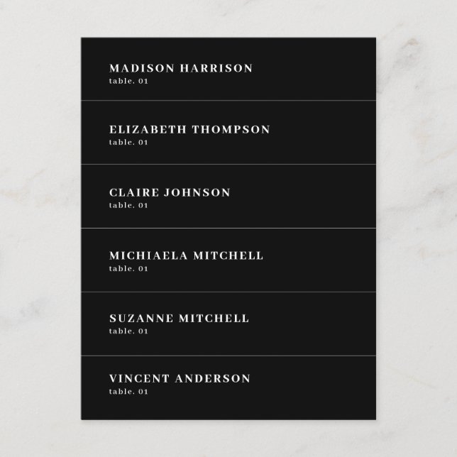 Black Wedding Name Platzkarte DIY (Vorderseite)