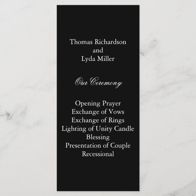 Black Wedding Program Programm (Vorderseite)