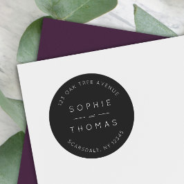 Black Wedding Rücksendeadresse Modern Runder Aufkleber