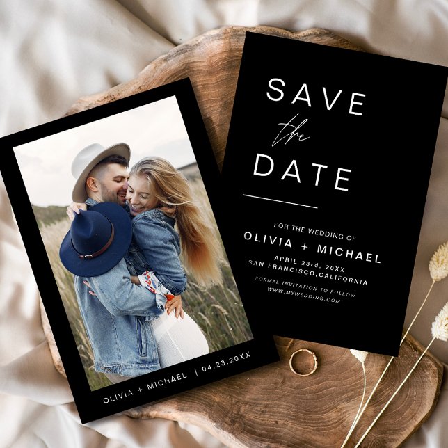 Black Wedding Save the Date Foto Minimalistisch (Von Creator hochgeladen)